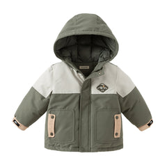 Dave&Bella Toddler Boys Winter Green Outwear Warm Hooded Two-Piece Down Coats Set