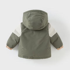 Dave&Bella Toddler Boys Winter Green Outwear Warm Hooded Two-Piece Down Coats Set