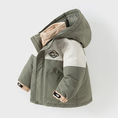 Dave&Bella Toddler Boys Winter Green Outwear Warm Hooded Two-Piece Down Coats Set