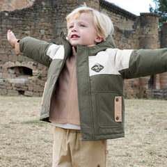 Dave&Bella Toddler Boys Winter Green Outwear Warm Hooded Two-Piece Down Coats Set