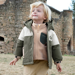 Dave&Bella Toddler Boys Winter Green Outwear Warm Hooded Two-Piece Down Coats Set