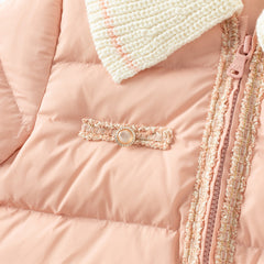 Dave&Bella Toddler Girls Winter Grey Pink Outwear Mid-length Cozy Down Puffer Jackets