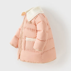 Dave&Bella Toddler Girls Winter Grey Pink Outwear Mid-length Cozy Down Puffer Jackets