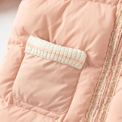 Dave&Bella Toddler Girls Winter Grey Pink Outwear Mid-length Cozy Down Puffer Jackets