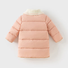 Dave&Bella Toddler Girls Winter Grey Pink Outwear Mid-length Cozy Down Puffer Jackets