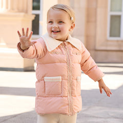 Dave&Bella Toddler Girls Winter Grey Pink Outwear Mid-length Cozy Down Puffer Jackets