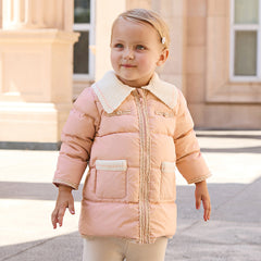 Dave&Bella Toddler Girls Winter Grey Pink Outwear Mid-length Cozy Down Puffer Jackets