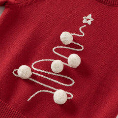 Dave&Bella Toddler Girls/Boys Red Christmas-tree Decorations Soft Sweaters Tops