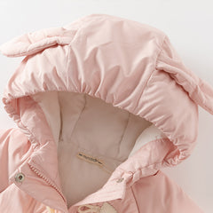 Dave&Bella Toddler Gils Winter Cute Rabbit-shaped Outdoor Windproof Hooded Down Coats