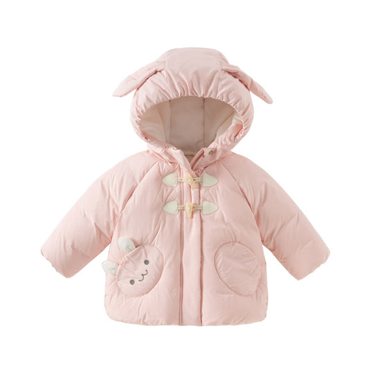 Dave&Bella Toddler Gils Winter Cute Rabbit-shaped Outdoor Windproof Hooded Down Coats