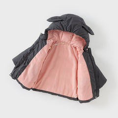 Dave&Bella Toddler Gils Winter Cute Rabbit-shaped Outdoor Windproof Hooded Down Coats