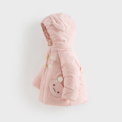 Dave&Bella Toddler Gils Winter Cute Rabbit-shaped Outdoor Windproof Hooded Down Coats