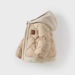 Dave&Bella Toddler Boys Winter Apricot Outwear Hooded Cozy Down Coats