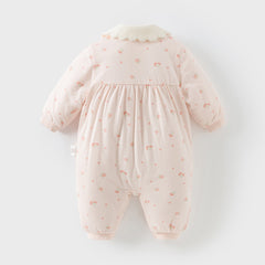 Dave&Bella Baby Girls Winter Sweet Pink Floral Print Soft Padded Rompers