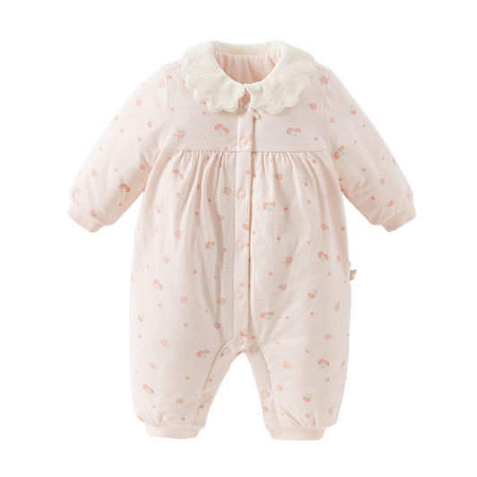 Dave&Bella Baby Girls Winter Sweet Pink Floral Print Soft Padded Rompers
