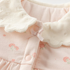 Dave&Bella Baby Girls Winter Sweet Pink Floral Print Soft Padded Rompers
