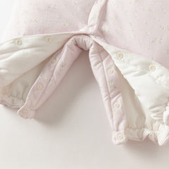 Dave&Bella Baby Girls Pretty Floral Print Doll Collar Padded Plush-lined Warm Rompers