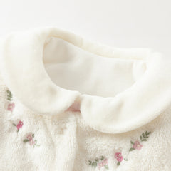 Dave&Bella Baby Girls Pretty Floral Print Doll Collar Padded Plush-lined Warm Rompers