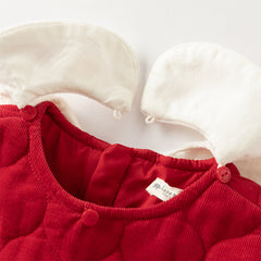 Dave&Bella Toddler Girls Cute Red Doll collar A-lined Padded Princess Dress(wallet bag)