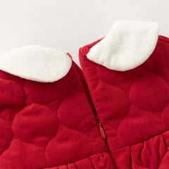 Dave&Bella Toddler Girls Cute Red Doll collar A-lined Padded Princess Dress(wallet bag)