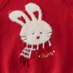 Dave&Bella Toddler Girls Red Rabbit-print Sweaters Tops