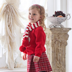 Dave&Bella Toddler Girls Red Rabbit-print Sweaters Tops