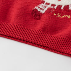 Dave&Bella Toddler Girls Red Rabbit-print Sweaters Tops