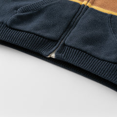 Dave&Bella Toddler Boys Winter Gentle Striped Outwear Plush-lined Hooded Coats