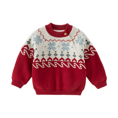 Dave&Bella Toddler Girls/Boys Red Turtle Cozy Fleece-lined Christmas Sweaters Tops