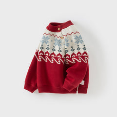 Dave&Bella Toddler Girls/Boys Red Turtle Cozy Fleece-lined Christmas Sweaters Tops