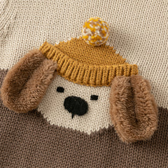 Dave&Bella Toddler Boys Casual Khaki Cute Dog Turtle Long-sleeved Sweaters Tops