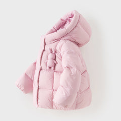 Dave&Bella Toddler Girls Winter Charming Outdoor Windproof Hooded Cozy Down Coats