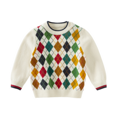 Dave&Bella Toddler Boys Casual Beige Long-sleeved Soft Pullover Sweaters Tops