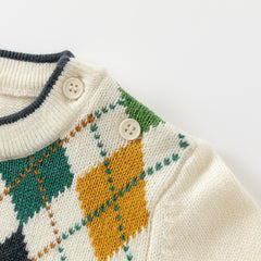 Dave&Bella Toddler Boys Casual Beige Long-sleeved Soft Pullover Sweaters Tops