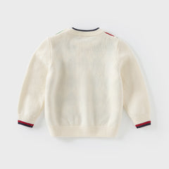 Dave&Bella Toddler Boys Casual Beige Long-sleeved Soft Pullover Sweaters Tops