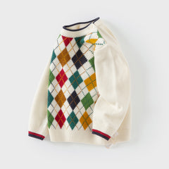 Dave&Bella Toddler Boys Casual Beige Long-sleeved Soft Pullover Sweaters Tops