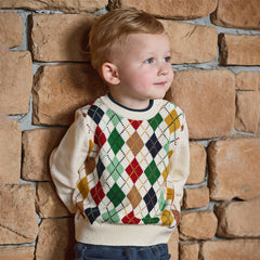 Dave&Bella Toddler Boys Casual Beige Long-sleeved Soft Pullover Sweaters Tops