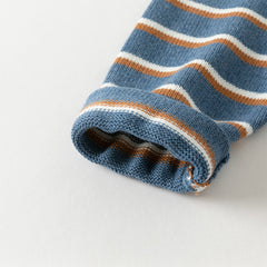 Dave&Bella Toddler Boys Blue White Striped Cotton Formal Polo Sweaters