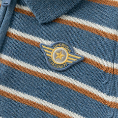 Dave&Bella Toddler Boys Blue White Striped Cotton Formal Polo Sweaters