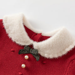 Dave&Bella Toddler Girls Elegant Red Long Sleeve A-line Soft Princess Dress