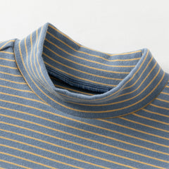 Dave&Bella Toddler Boys Autumn Blue/Green Striped Versatile T-shirts Tops