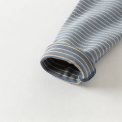 Dave&Bella Toddler Boys Autumn Blue/Green Striped Versatile T-shirts Tops