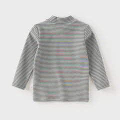 Dave&Bella Toddler Boys Autumn Blue/Green Striped Versatile T-shirts Tops