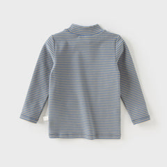 Dave&Bella Toddler Boys Autumn Blue/Green Striped Versatile T-shirts Tops