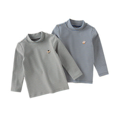 Dave&Bella Toddler Boys Autumn Blue/Green Striped Versatile T-shirts Tops