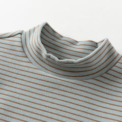 Dave&Bella Toddler Boys Autumn Blue/Green Striped Versatile T-shirts Tops