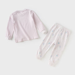 Dave&Bella Toddler Girls Autumn Cotton Striped Round Pajamas Pants Set