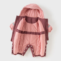 Dave&Bella Baby Girls/Boys Outdoor Windproof Plush-lined Padded Hooded Cozy Rompers