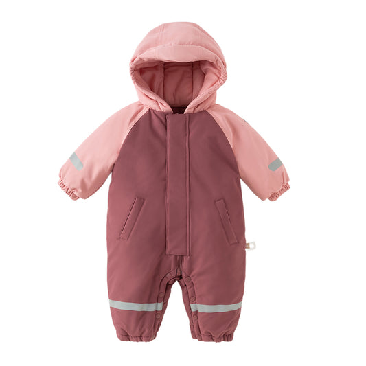 Dave&Bella Baby Girls/Boys Outdoor Windproof Plush-lined Padded Hooded Cozy Rompers
