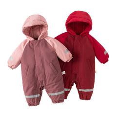 Dave&Bella Baby Girls/Boys Outdoor Windproof Plush-lined Padded Hooded Cozy Rompers
